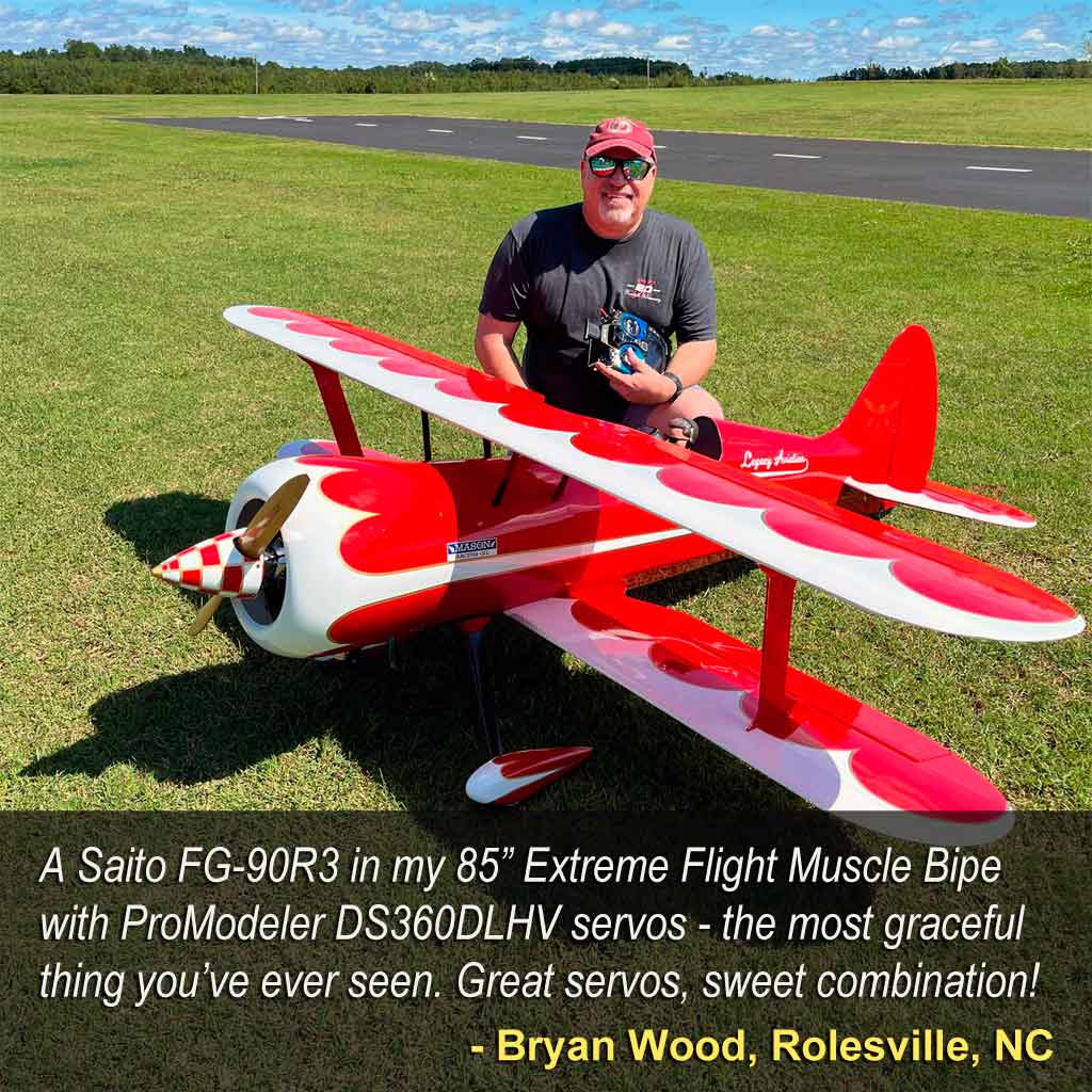 Bryan Wood's Extreme Flight Muscle Bipe-FG-990R3 with ProModeler DS360 servos